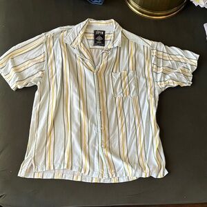 Men’s Striped White and Yellow Button down Shirt